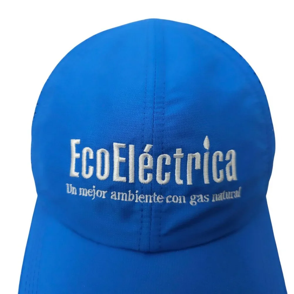 EcoElectrica Side Mesh Strapback Cap Embroidered Logo Trucker Baseball Hat Blue
